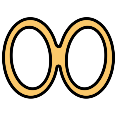 the sitelen pona glyph for the toki pona word 'ale,' which looks like an infinity symbol, colored in yellow.